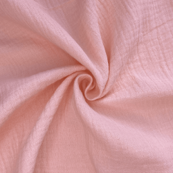 Ткань Муслин Жатый, цвет Нежно-Розовый (на отрез)  в Егорьевске